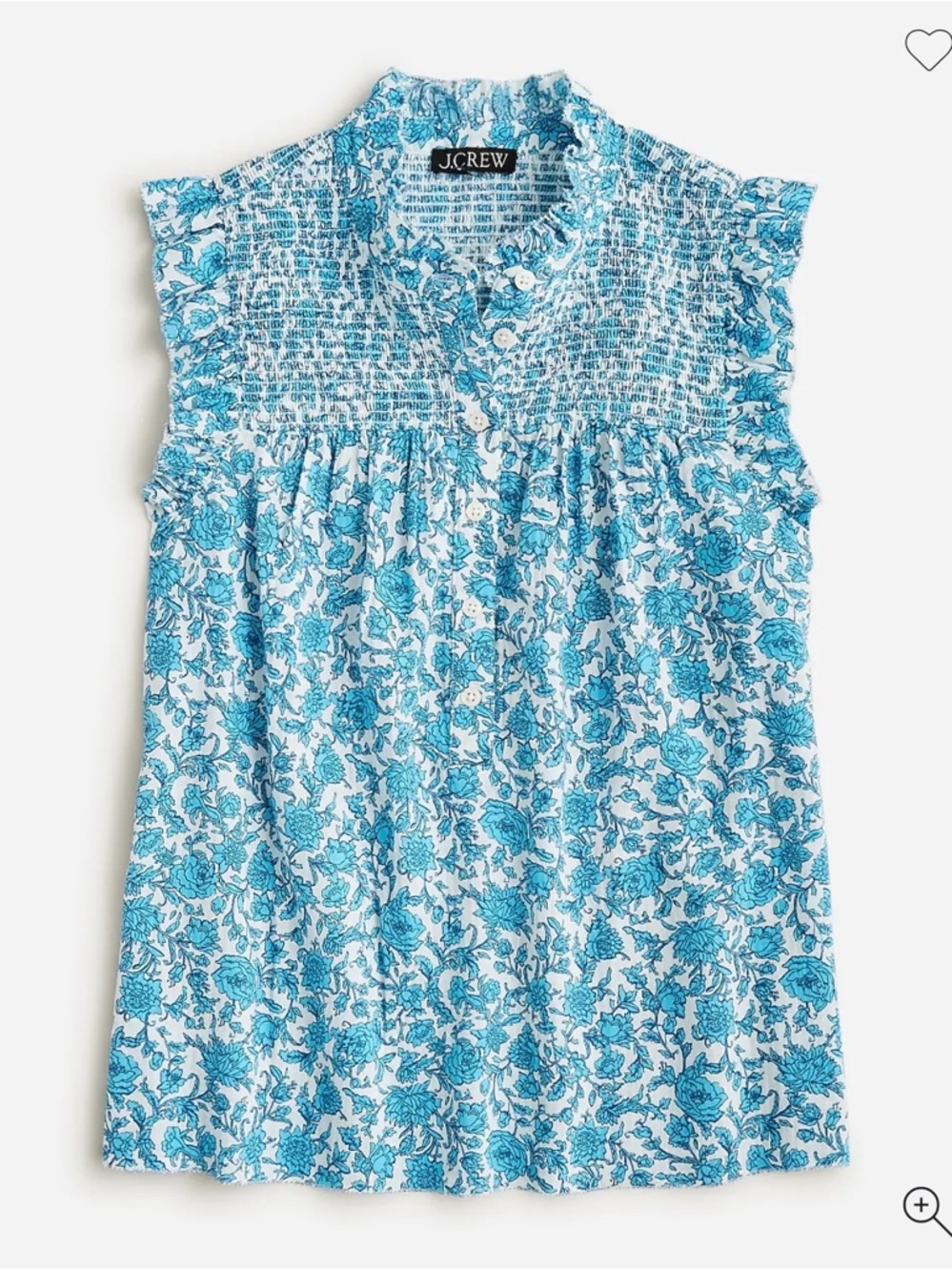 J. Crew Garden Soft Gauze Top in Blue Blooms Block Print, size M, NWT